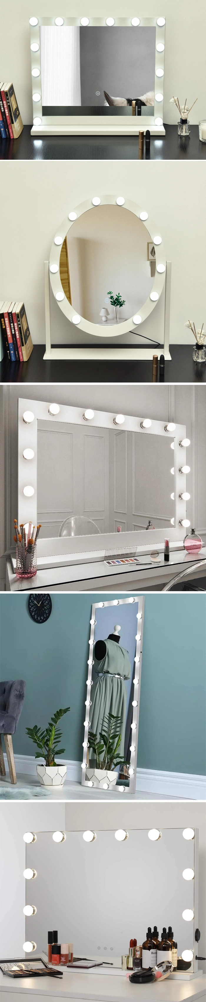 Ortonbath Vanity Mirror with Lights Hollywood Lighted Makeup Mirror with 15 Dimmable LED Bulbs for Dressing Room &amp; Bedroom Tabletop or Wall-Mounted Mirror