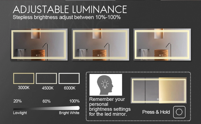 Hot Sales Hotel Smart LED Mirror Rectangle Touch Lamp Mirror Full-Length Mirror