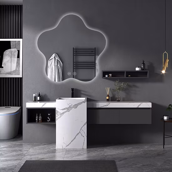 Customized Bathroom Mirror with Light Squared Lighted Mirror Anti