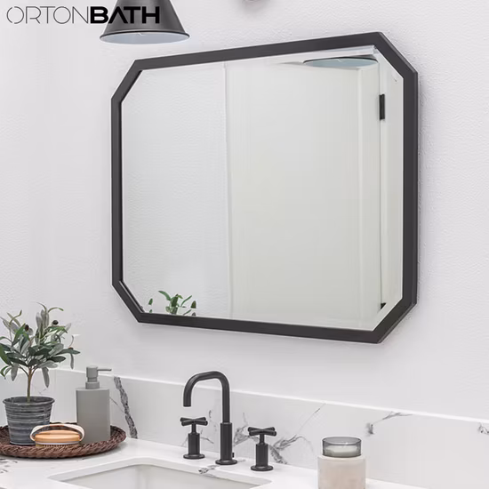 Ortonbath Five Gold Framed Mirror Bathroom Wall Mount Mirror Brushed Metal Frame Hanging Mirror for Living Room, Bedroom