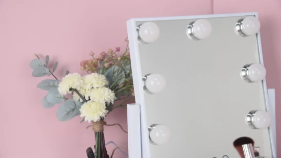 6 Bulbs LED Light Tabletop Hollywood Makeup Mirror with Light Bulbs