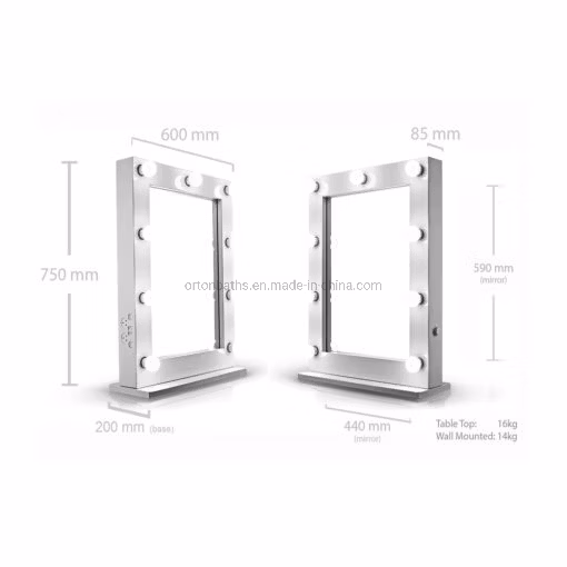 Ortonbath Vanity Make up Mirror with Lights Hollywood Lighted Makeup Mirror with Dimmable LED Bulbs for Dressing Room & Bedroom Tabletop