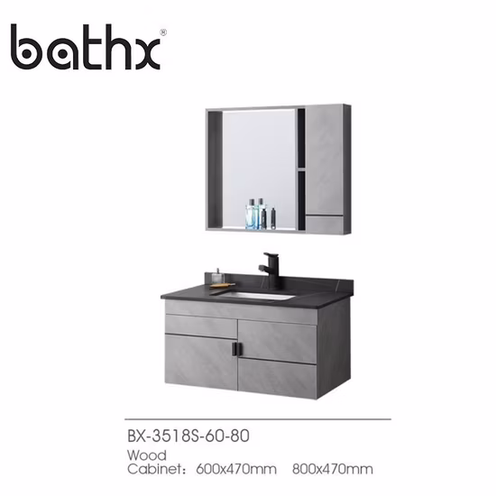 500mm Wall Mounted Small Plywood Bathroom Vanity Cabinet with Mirror Cabinet Single Art Basin