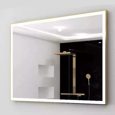 High Quality Living Room Wall Decoration Metal Framed Rectangle LED Bathroom Mirror