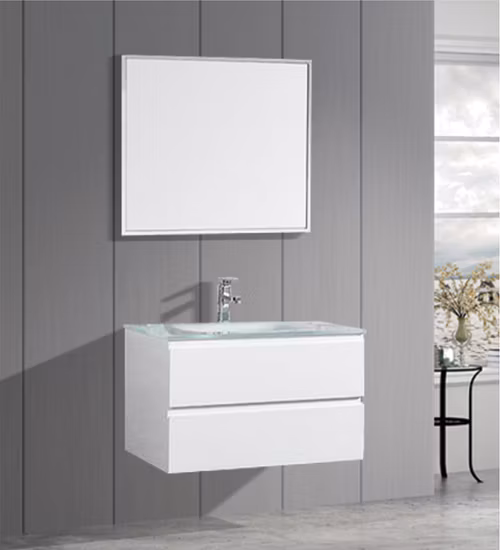 Factory High Quality Modern Customized PVC Bathroom Vanity Sets Wall Hanging LED Mirror Furniture Bath Cabinets